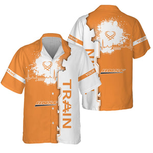 Railspirit Personalized BNSF Railway Hawaiian Shirt Engine Heartbeat and Track Love Style Shirt Gift Idea For Train Lovers