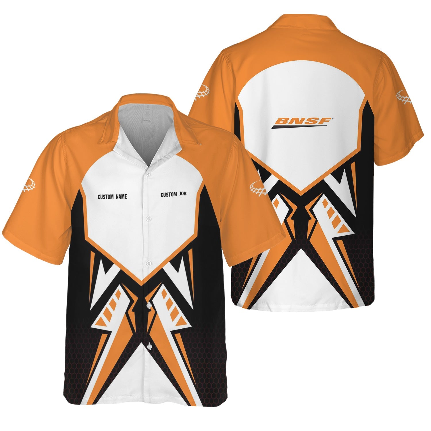 Railspirit Personalized BNSF Railway Hawaiian Shirt Vibriant Style with Custom Position Train Shirt