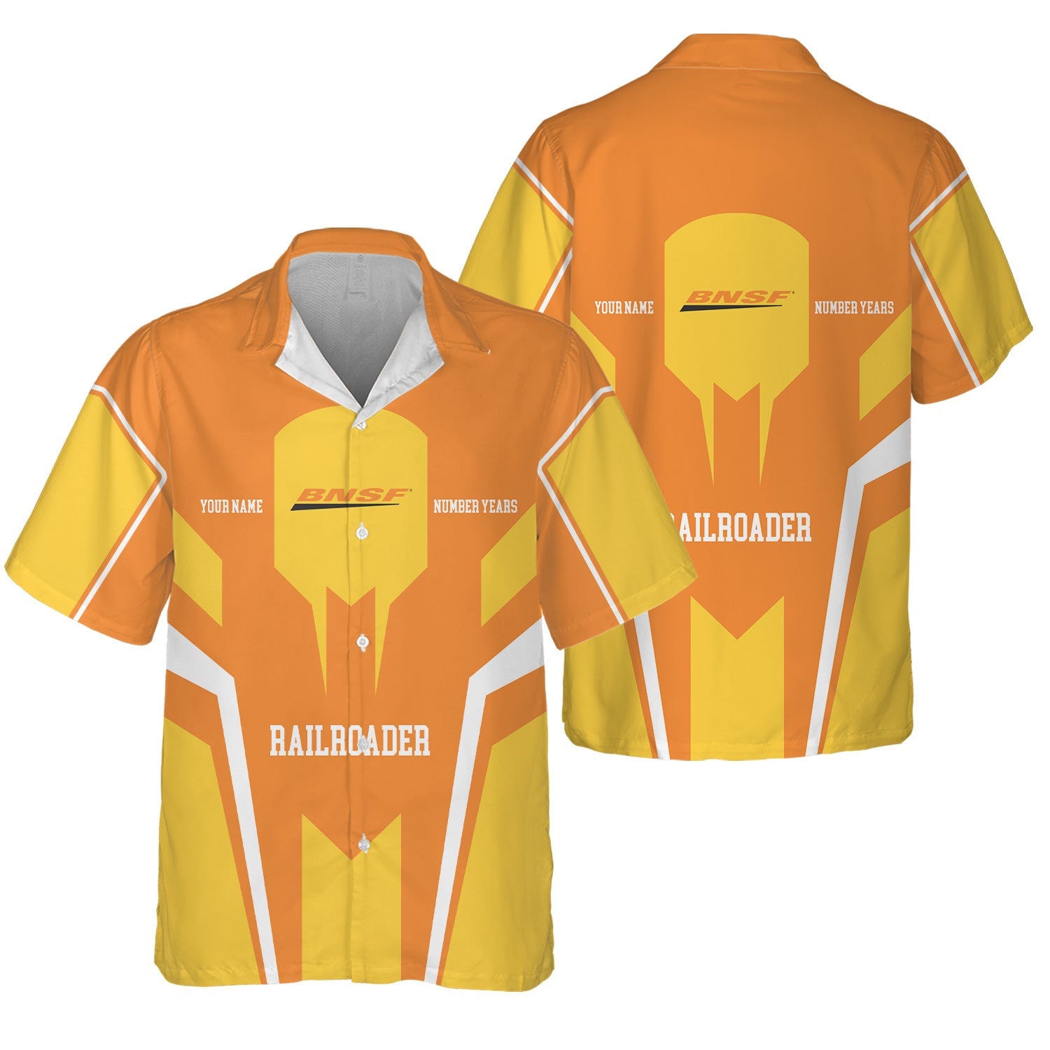 Railspirit Personalized BNSF Railway Hawaiian Shirt Custom Year Railroader Shirt Gift Idea For Train Lover