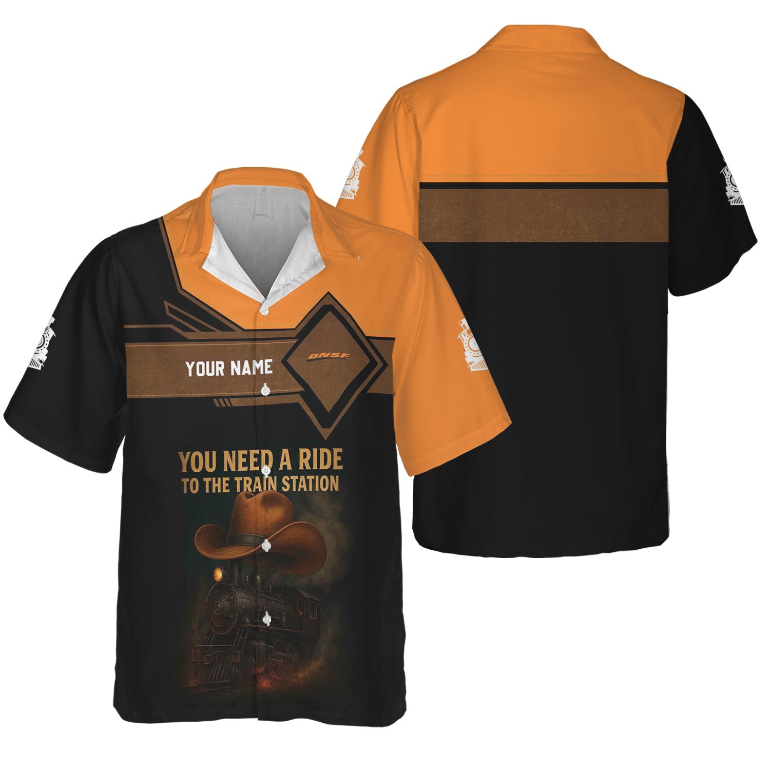 Railspirit Personalized BNSF Railway Hawaiian Shirt You Need A Ride To The Train Station Shirt For Train Lovers