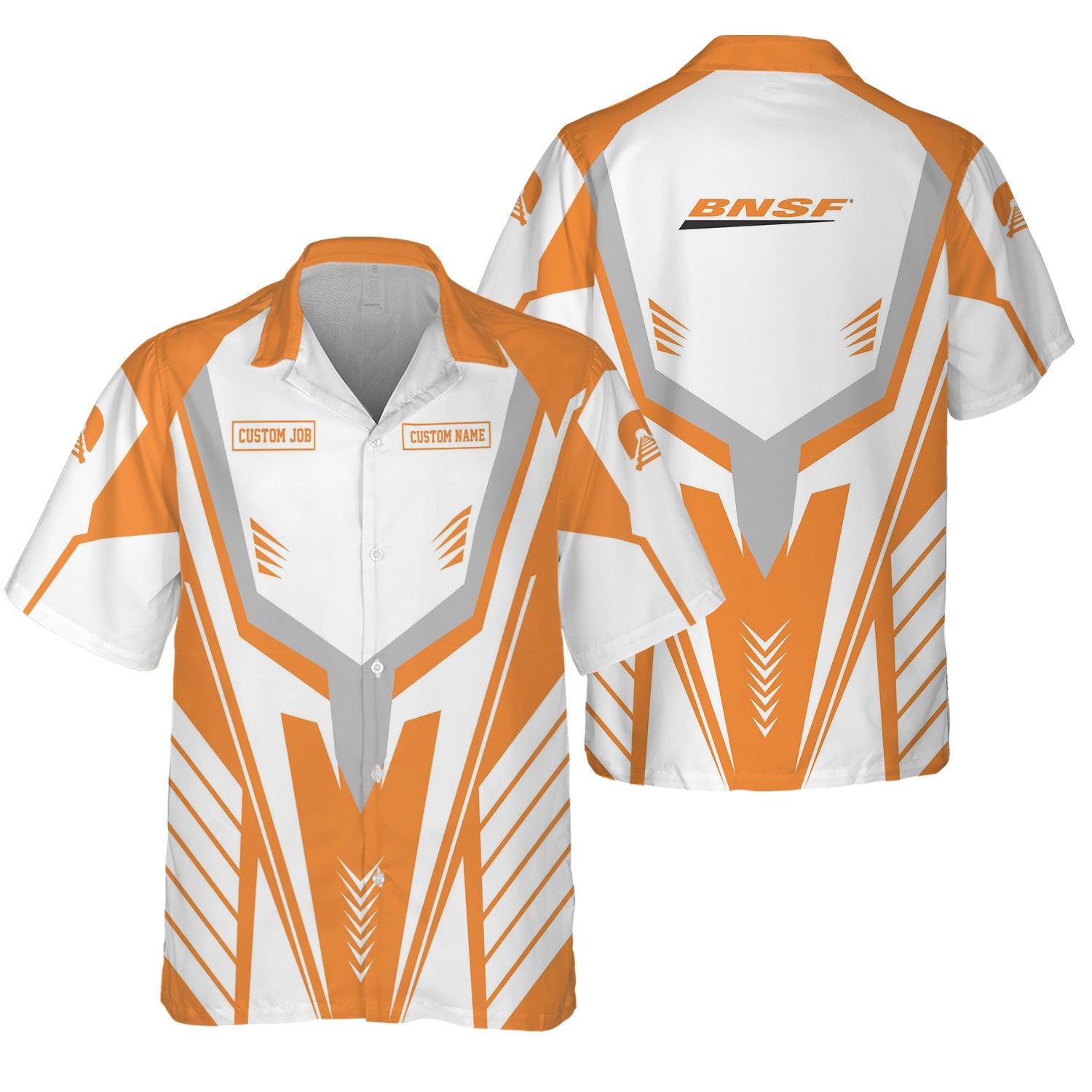 Railspirit Personalized BNSF Railway Hawaiian Shirt Workwear-Inspired with Custom Position Train Shirt