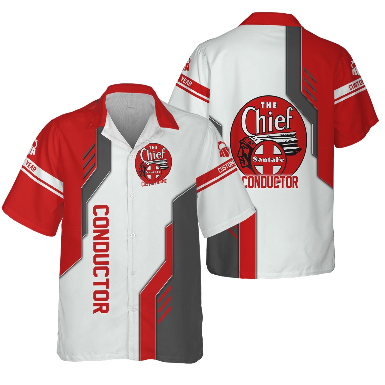 Railspirit Personalized The Chief Santa Fe Railroad Hawaiian Shirt Unique Railway Style with Custom Job Train Shirt