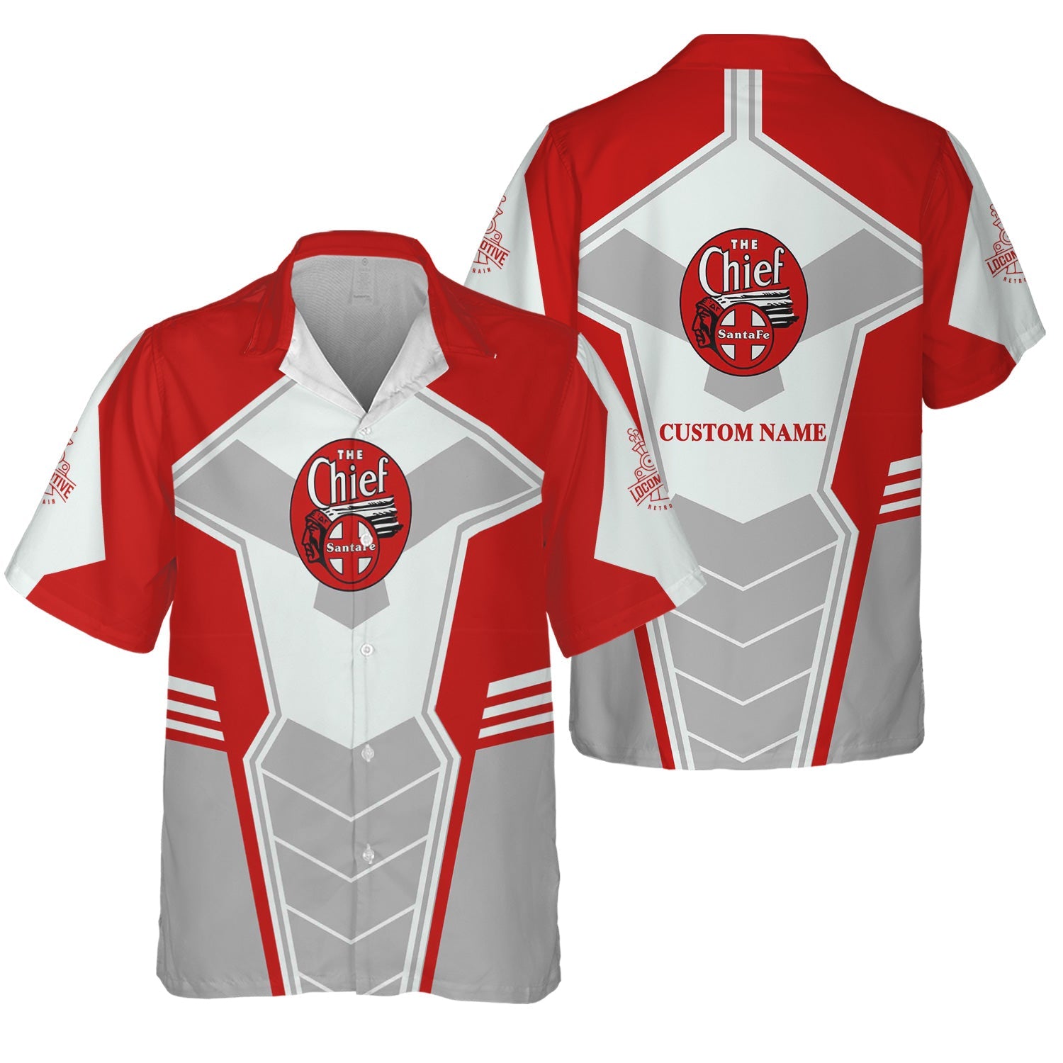 Railspirit Personalized The Chief Santa Fe Railroad Hawaiian Shirt Engine-Inspired Style Train Shirt for Railroad Fanatic