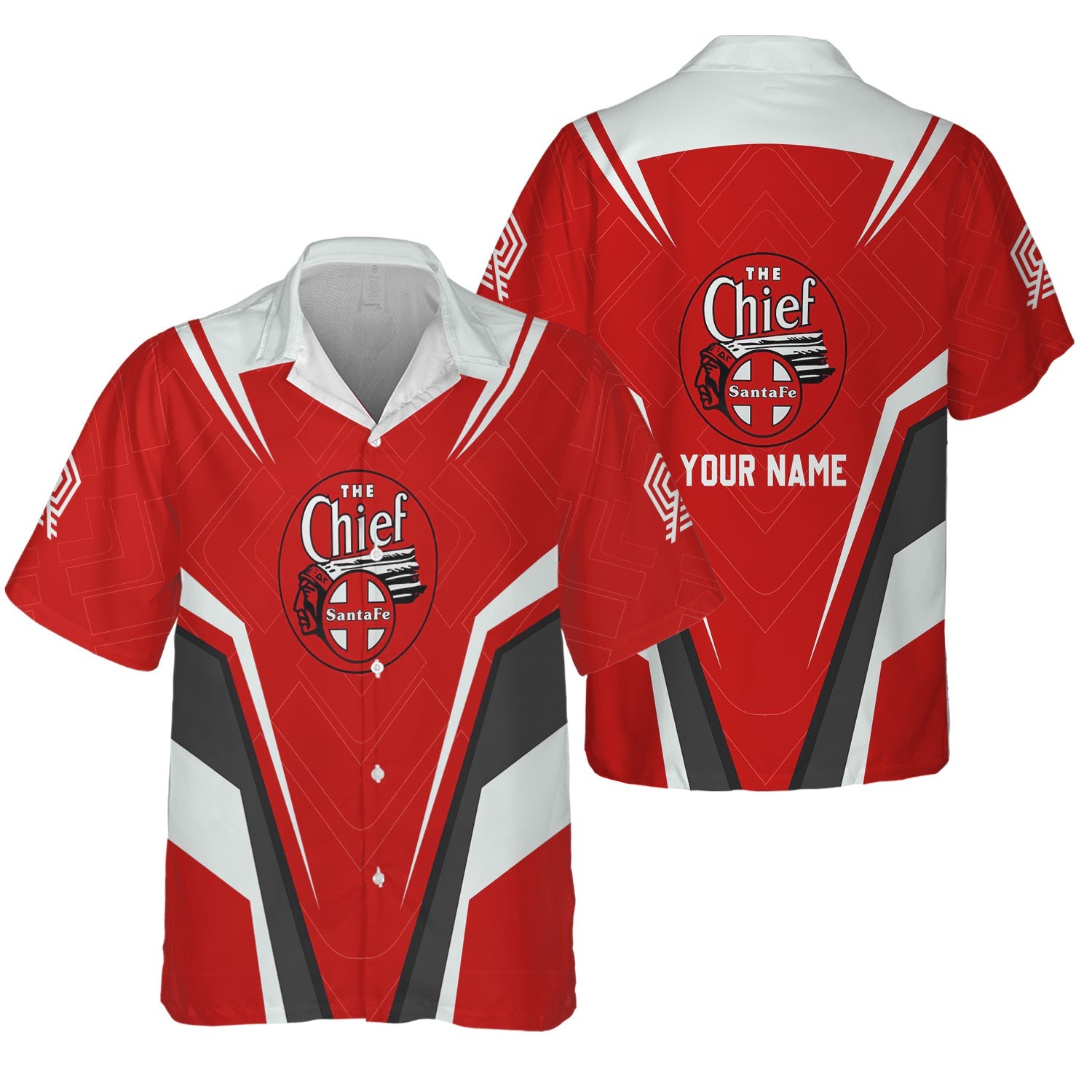 Railspirit Personalized The Chief Santa Fe Railroad Hawaiian Shirt Railway Inspired Apparel Train Shirt For Train Lovers