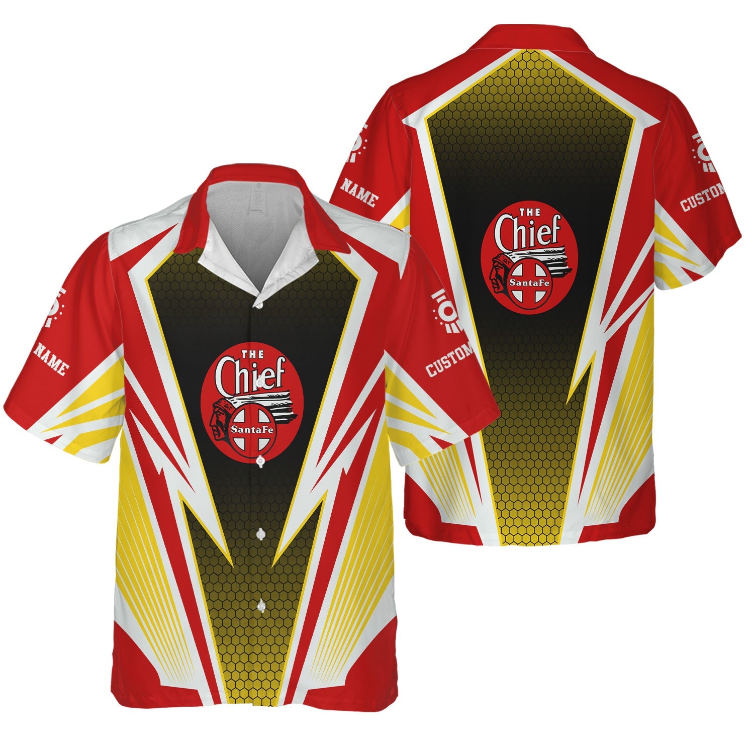 Railspirit Personalized The Chief Santa Fe Railroad Hawaiian Shirt Lightning Graphic Style Shirt Gift Idea For Train Lover