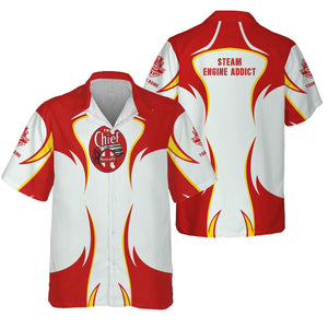 Railspirit Personalized The Chief Santa Fe Railroad Hawaiian Shirt Distinctive Flame Style Shirt For Steam Engine Addict