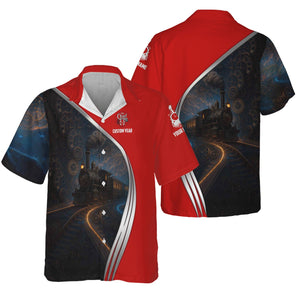 Railspirit Personalized The Chief Santa Fe Railroad Hawaiian Shirt Steampunk Locomotive with Custom Year Train Shirt