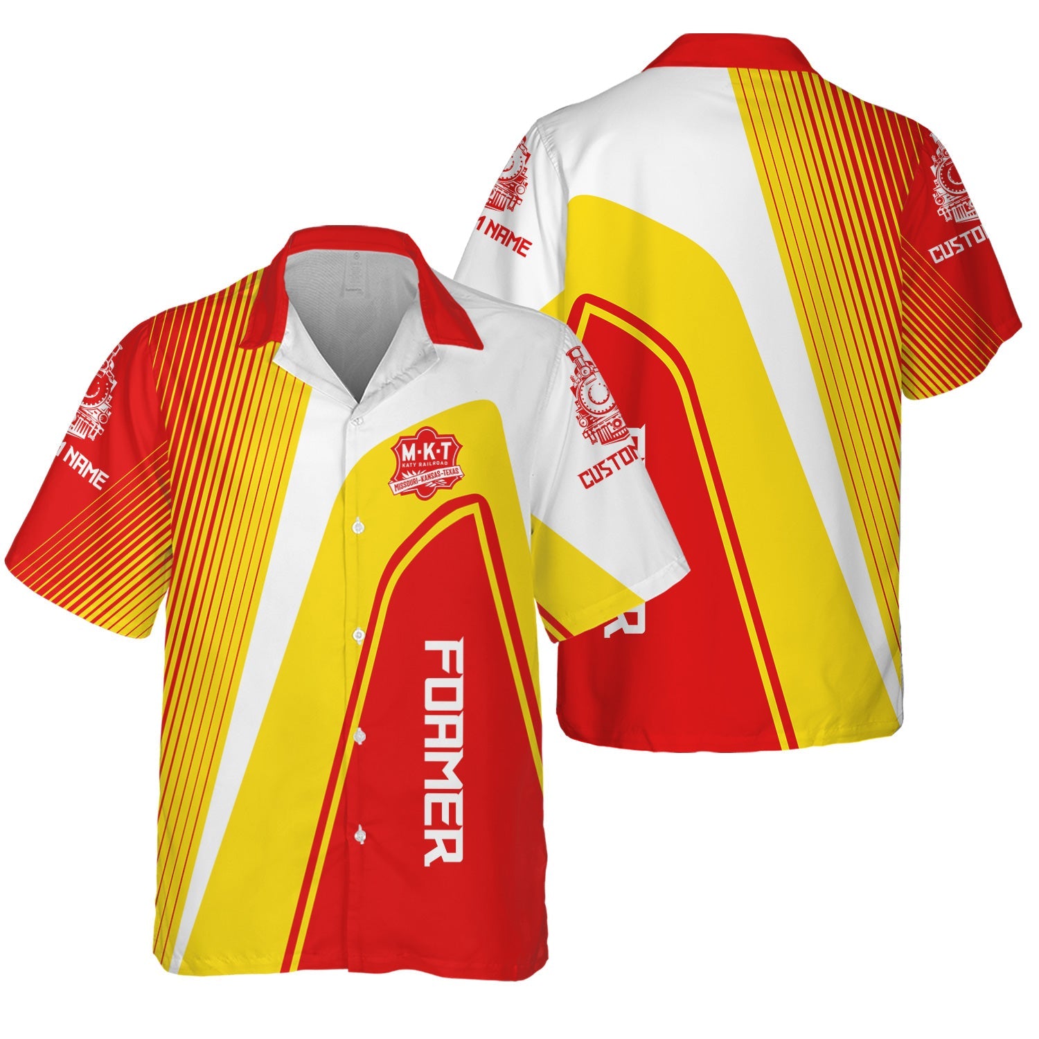 Railspirit Personalized Katy Railroad Hawaiian Shirt Vibrant Striking Style Shirt For Rail Enthusiasts