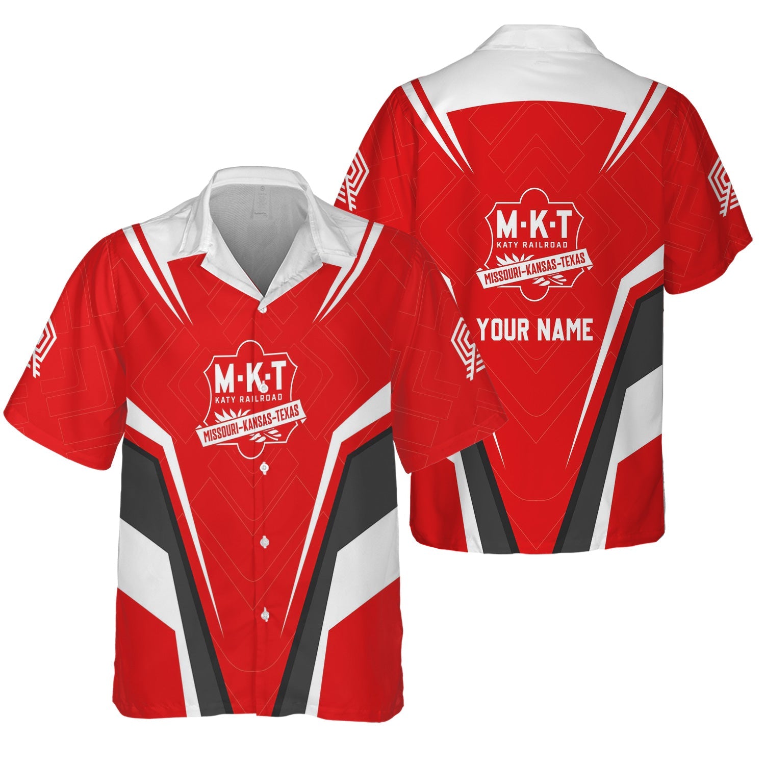 Railspirit Personalized Katy Railroad Hawaiian Shirt Railway Inspired Apparel Train Shirt For Train Lovers