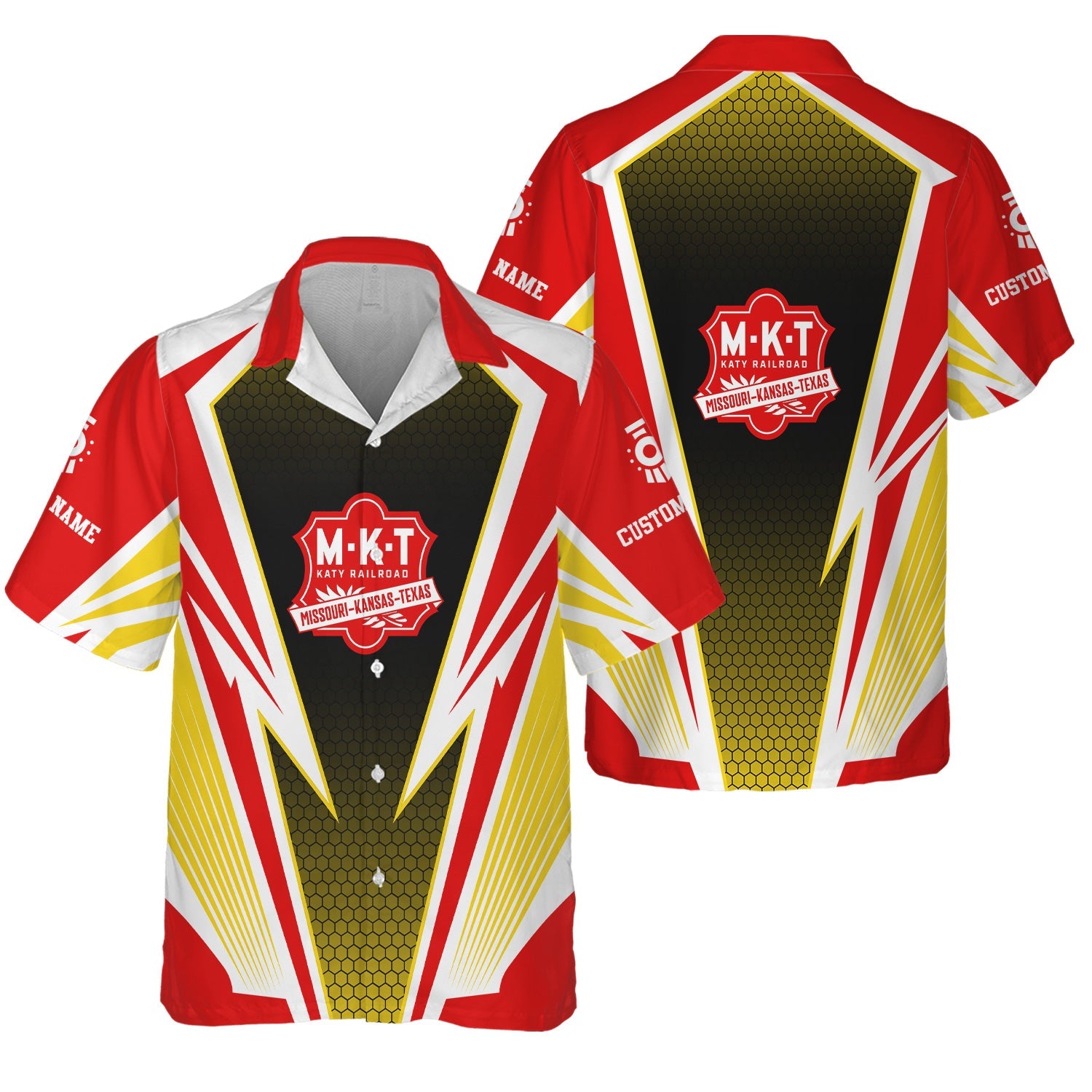 Railspirit Personalized Katy Railroad Hawaiian Shirt Lightning Graphic Style Shirt Gift Idea For Train Lover