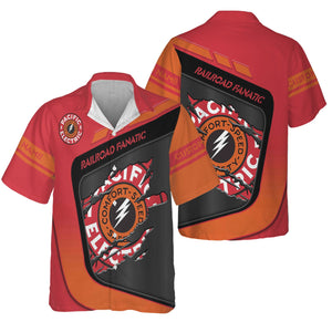 Railspirit Personalized Pacific Electric Railroad Hawaiian Shirt Ripped Texture Style Train Shirt For Railroad Fanatic