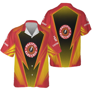 Railspirit Personalized Pacific Electric Railroad Hawaiian Shirt Lightning Graphic Style Shirt Gift Idea For Train Lover