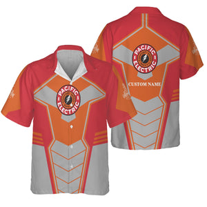 Railspirit Personalized Pacific Electric Railroad Hawaiian Shirt Engine-Inspired Style Train Shirt for Railroad Fanatic