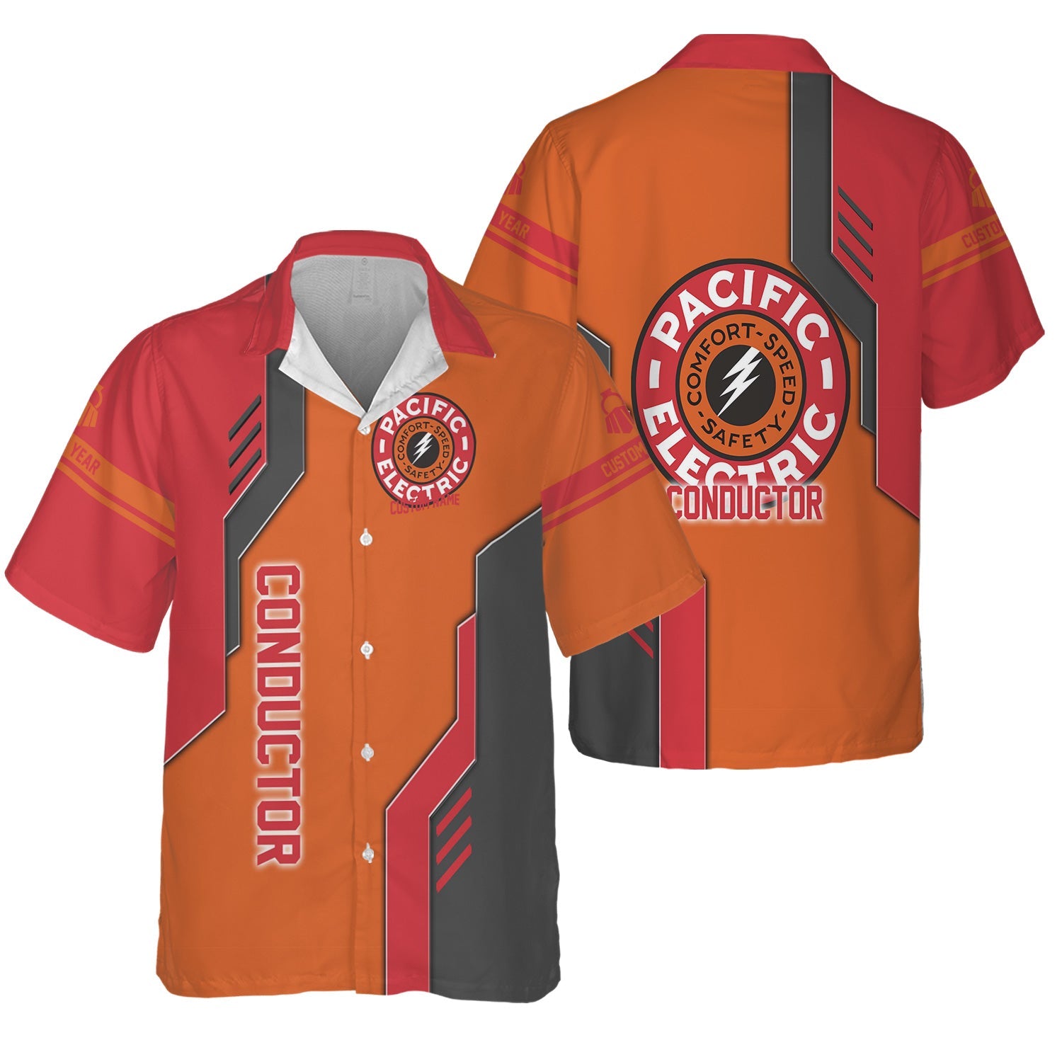 Railspirit Personalized Pacific Electric Railroad Hawaiian Shirt Unique Railway Style with Custom Job Train Shirt