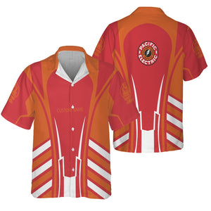 Railspirit Personalized Pacific Electric Railroad Hawaiian Shirt Striped Railroad Style Train Shirt All Over Print