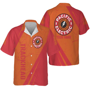 Railspirit Personalized Pacific Electric Railroad Hawaiian Shirt Crackle Texture Style Shirt For Trackhead