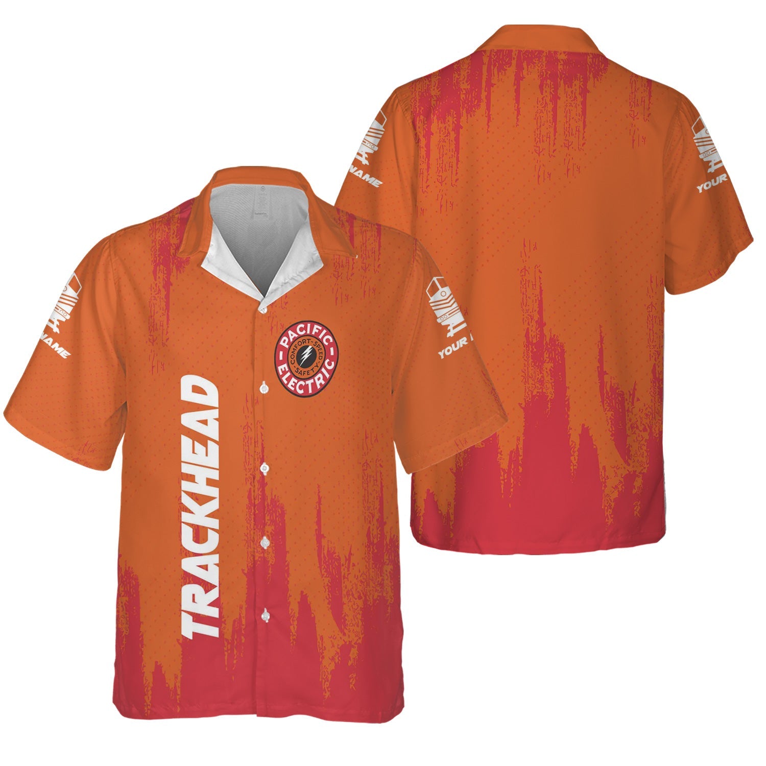 Railspirit Personalized Pacific Electric Railroad Hawaiian Shirt Paint Impact Design Train Shirt for Trackhead