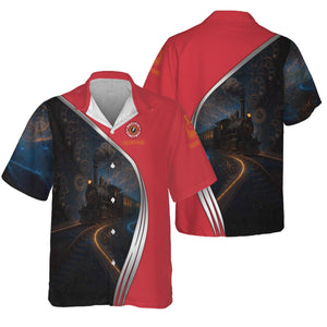 Railspirit Personalized Pacific Electric Railroad Hawaiian Shirt Steampunk Locomotive with Custom Year Train Shirt