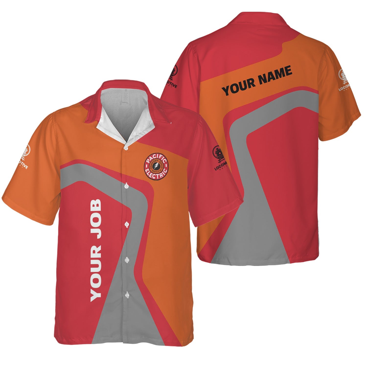 Railspirit Personalized Pacific Electric Railroad Hawaiian Shirt Unique Design with Custom Job Position Train Shirt