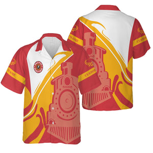 Railspirit Personalized Pacific Electric Railroad Hawaiian Shirt Flame-Inspired Style Shirt Gift Idea For Train Lovers