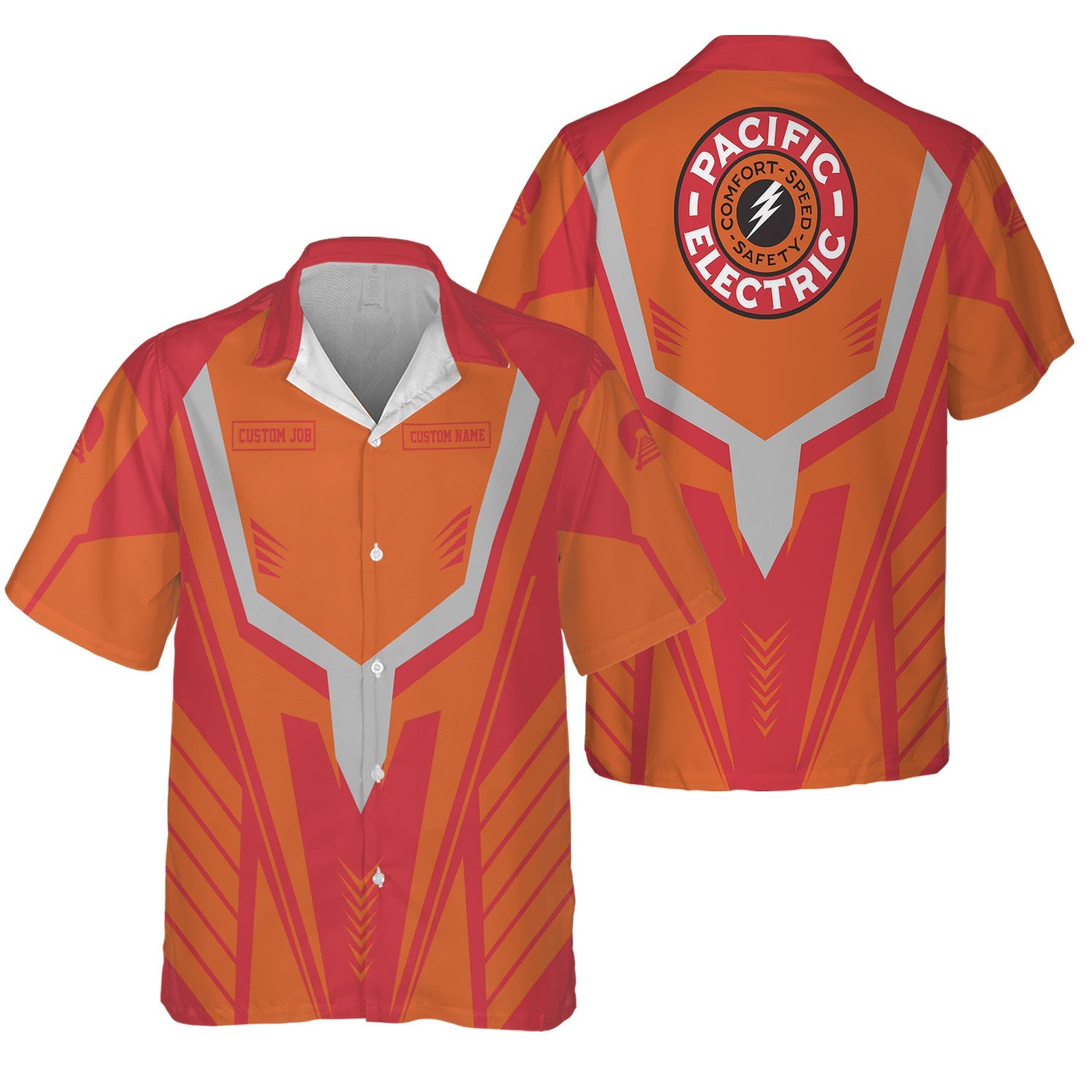 Railspirit Personalized Pacific Electric Railroad Hawaiian Shirt Workwear-Inspired with Custom Position Train Shirt