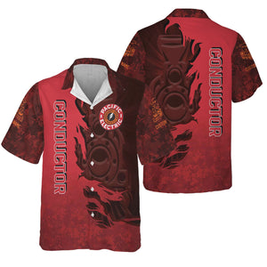 Railspirit Personalized Pacific Electric Railroad Hawaiian Shirt Blazing Style with Custom Position Train Shirt