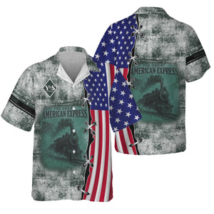 Railspirit Personalized Youngstown & Southern Railroad Hawaiian Shirt Retro American Express Train With USA Flag Shirt
