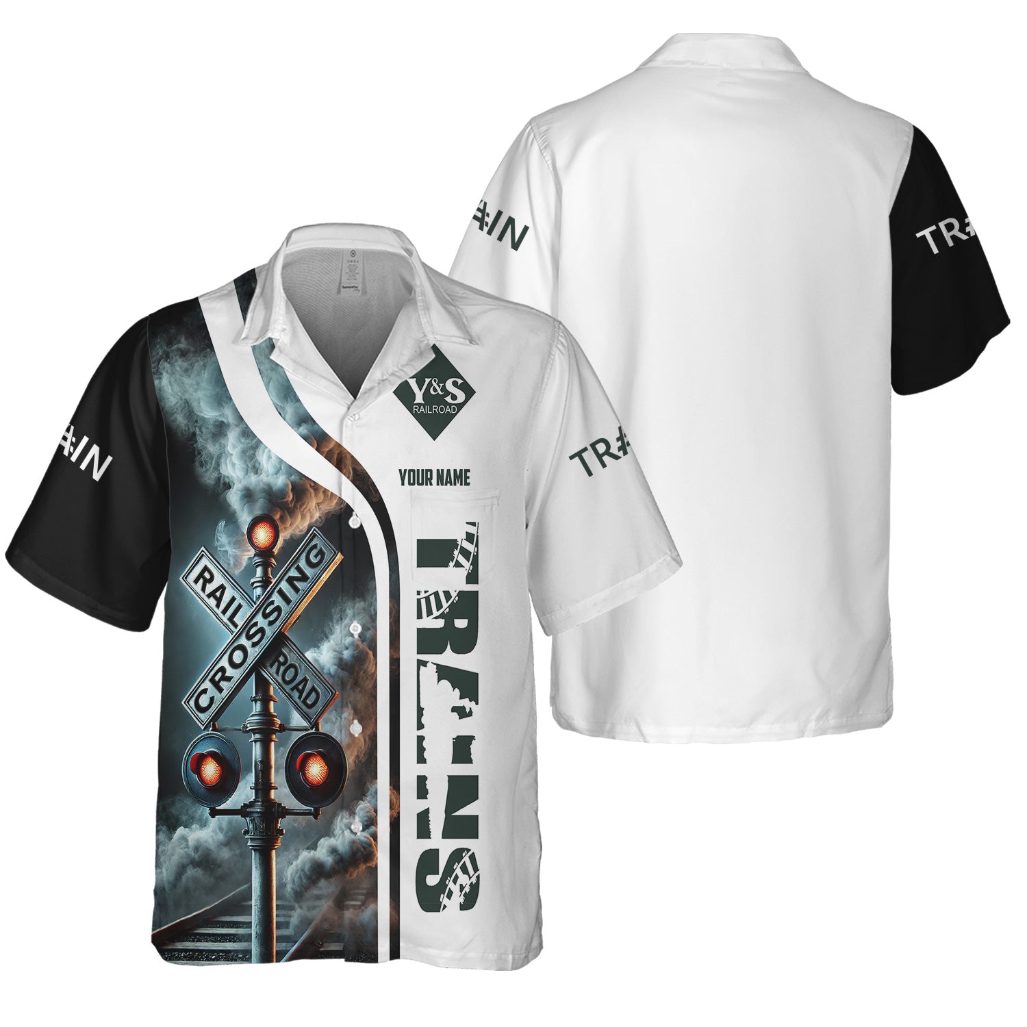 Railspirit Custom Name Youngstown & Southern Railroad Hawaiian Shirt Railroad Crossing Sign Printed Train Shirt