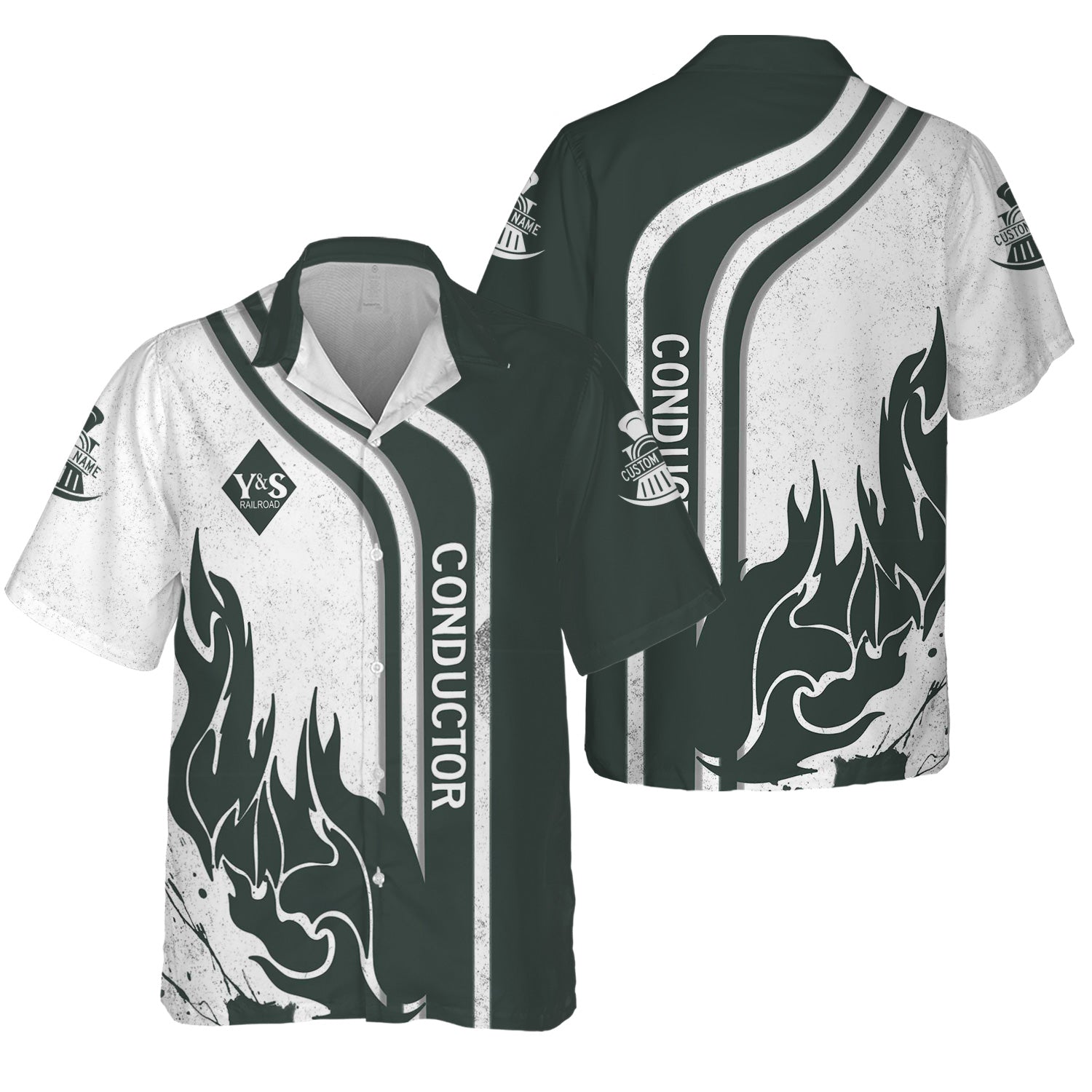 Railspirit Personalized Youngstown & Southern Railroad Hawaiian Shirt Flame Design with Custom Job Position Train Shirt