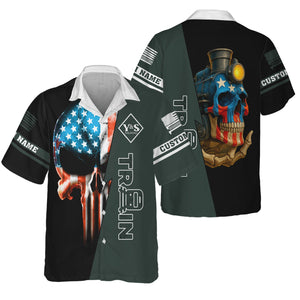 Railspirit Personalized Youngstown & Southern Railroad Hawaiian Shirt Train Skull American Flag Shirt All Over Print