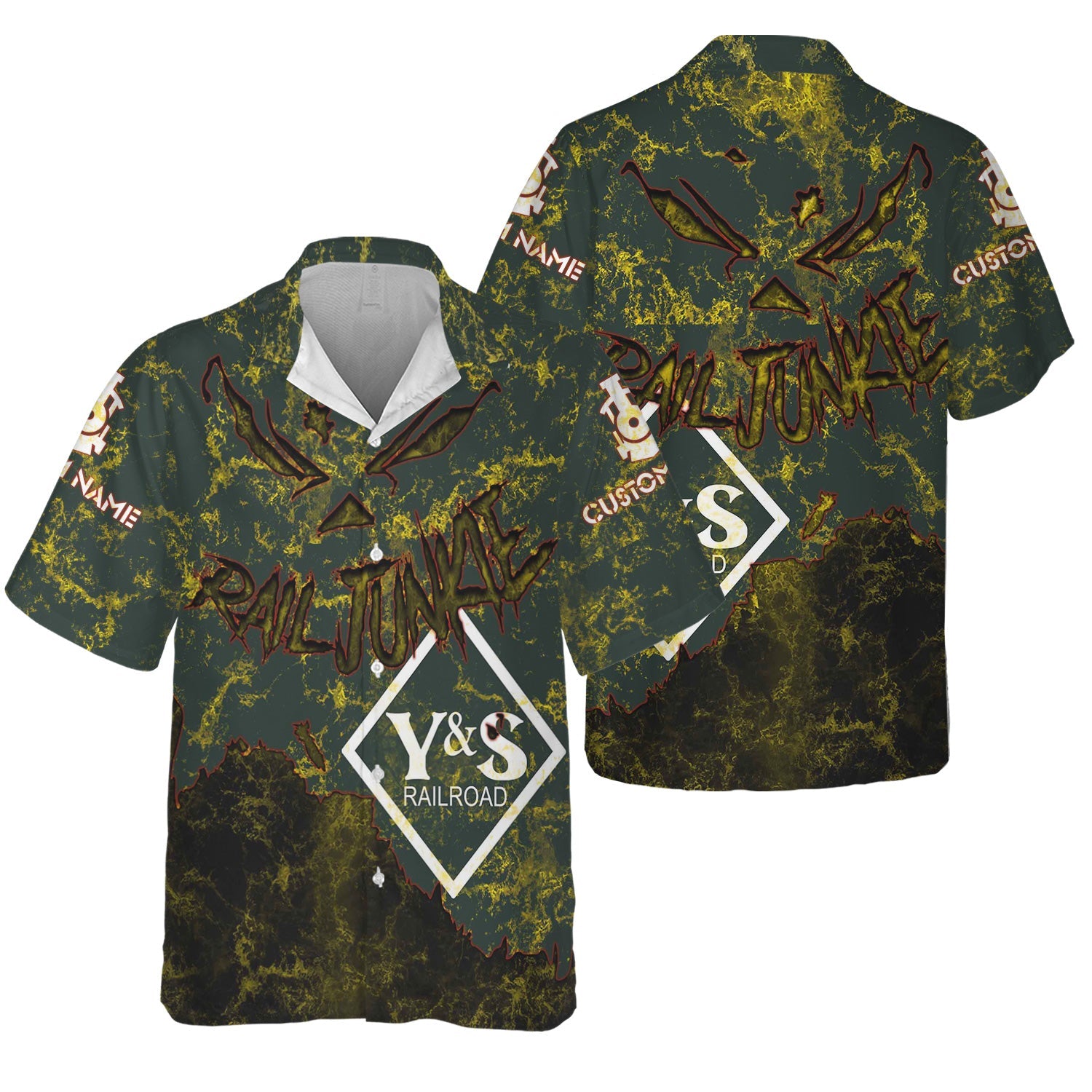 Railspirit Personalized Youngstown & Southern Railroad Hawaiian Shirt Torn Graphic Style Train Shirt For Rail Junkie