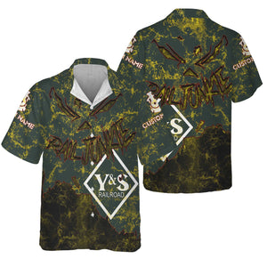 Railspirit Personalized Youngstown & Southern Railroad Hawaiian Shirt Torn Graphic Style Train Shirt For Rail Junkie