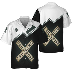 Railspirit Personalized Youngstown & Southern Railroad Hawaiian Shirt Railroad Crossing Printed Train Track Shirt