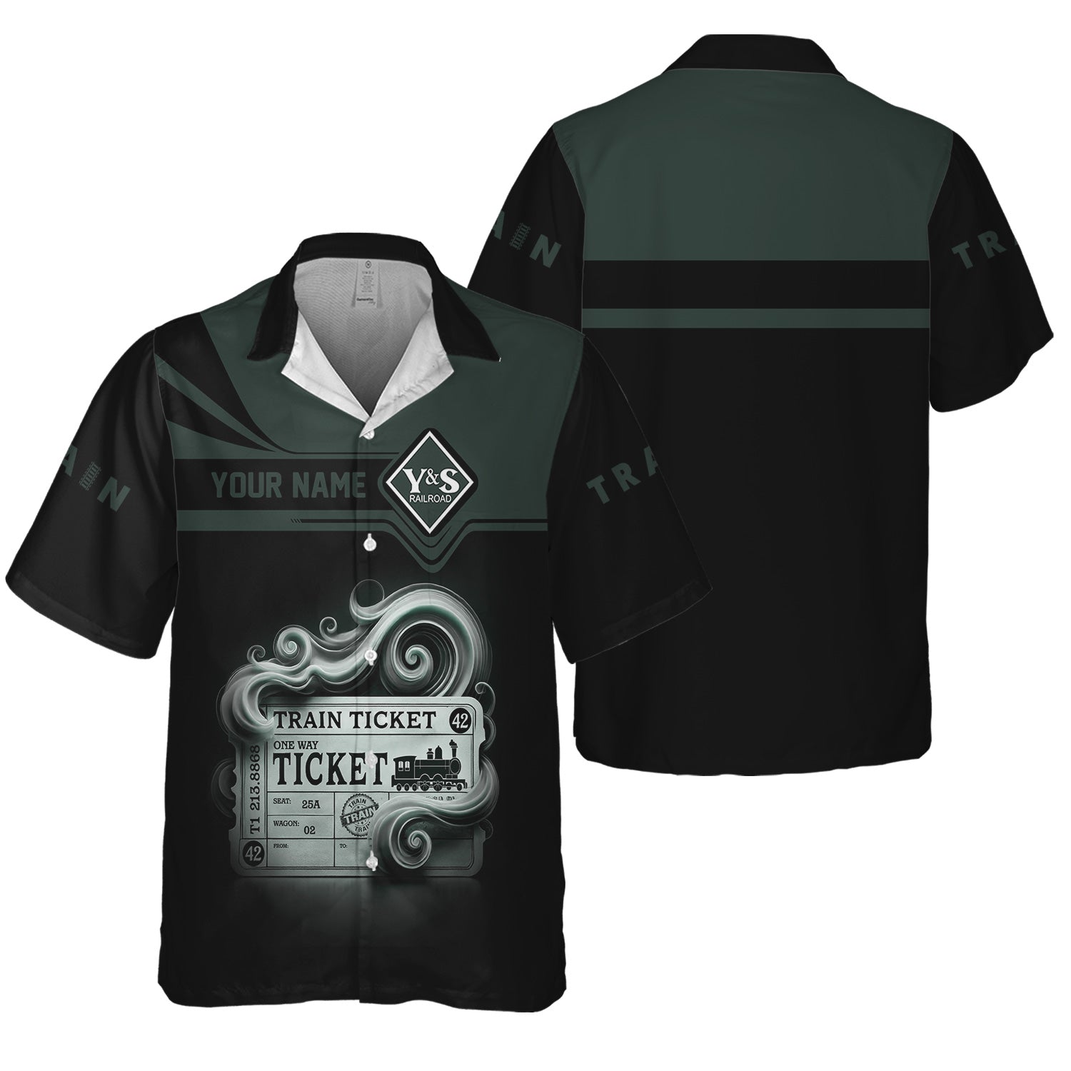 Railspirit Personalized Youngstown & Southern Railroad Hawaiian Shirt Train Ticket American Locomotive Printed Train