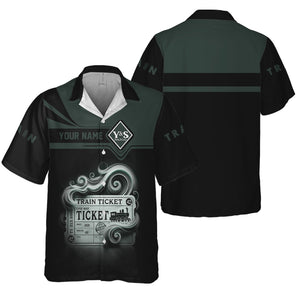 Railspirit Personalized Youngstown & Southern Railroad Hawaiian Shirt Train Ticket American Locomotive Printed Train