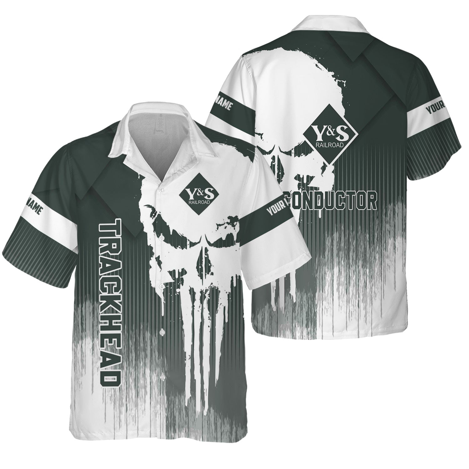Railspirit Personalized Youngstown & Southern Railroad Hawaiian Shirt Skull Design with Custom Job Train Shirt for Trackhead Crew