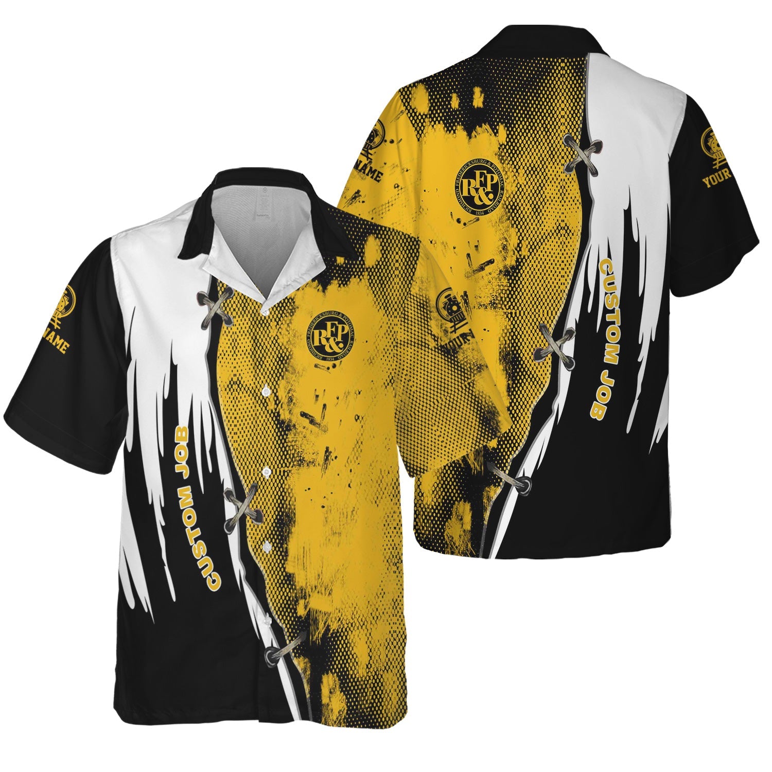 Railspirit Personalized Richmond, Fredericksburg And Potomac Railroad Hawaiian Shirt Retro Stitches Design with Custom Position Train Shirt