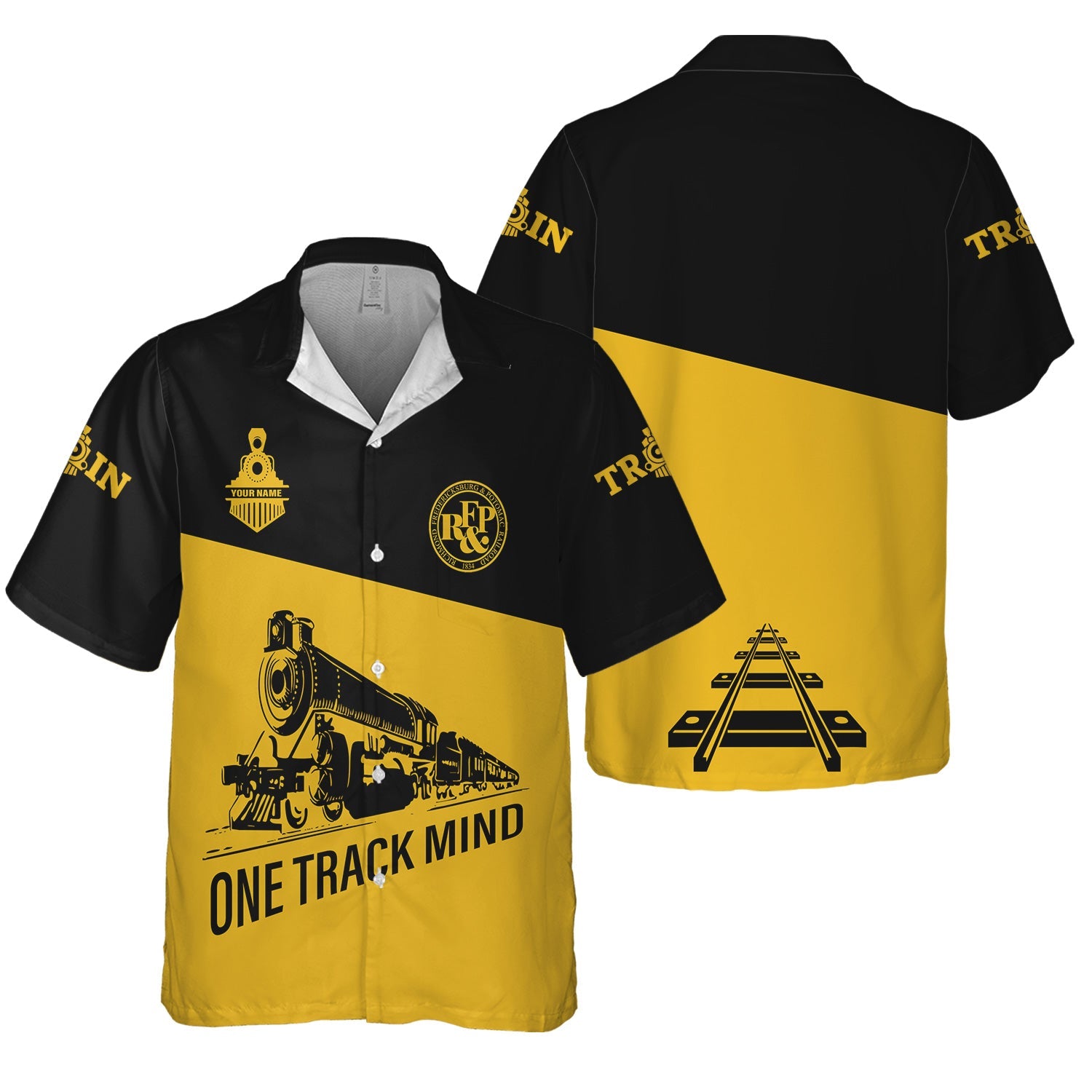 Railspirit Personalized Richmond, Fredericksburg And Potomac Railroad Hawaiian Shirt One Track Mind Unisex Train Shirt Gift Idea For Train Lover
