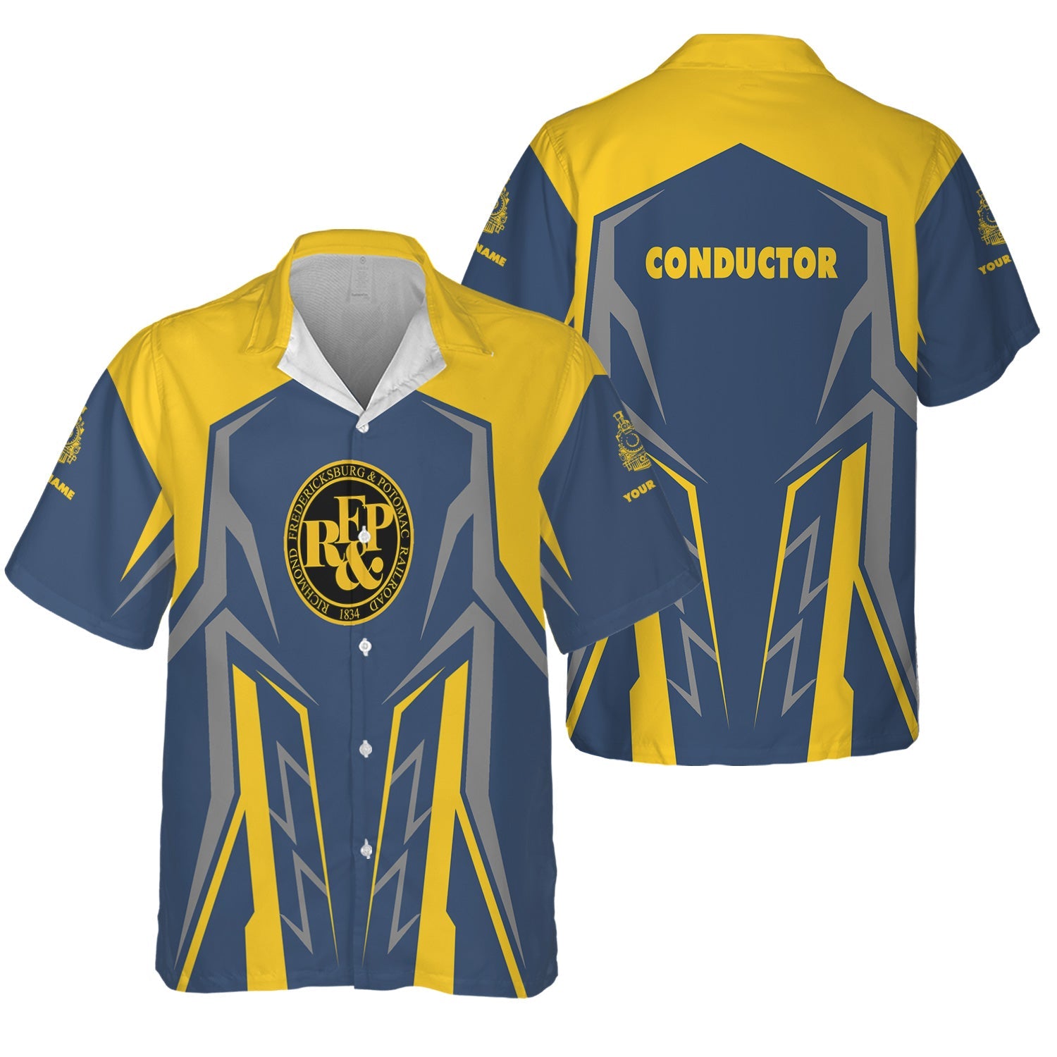 Railspirit Personalized Richmond, Fredericksburg And Potomac Railroad Hawaiian Shirt Futuristic Design with Custom Job Train Shirt