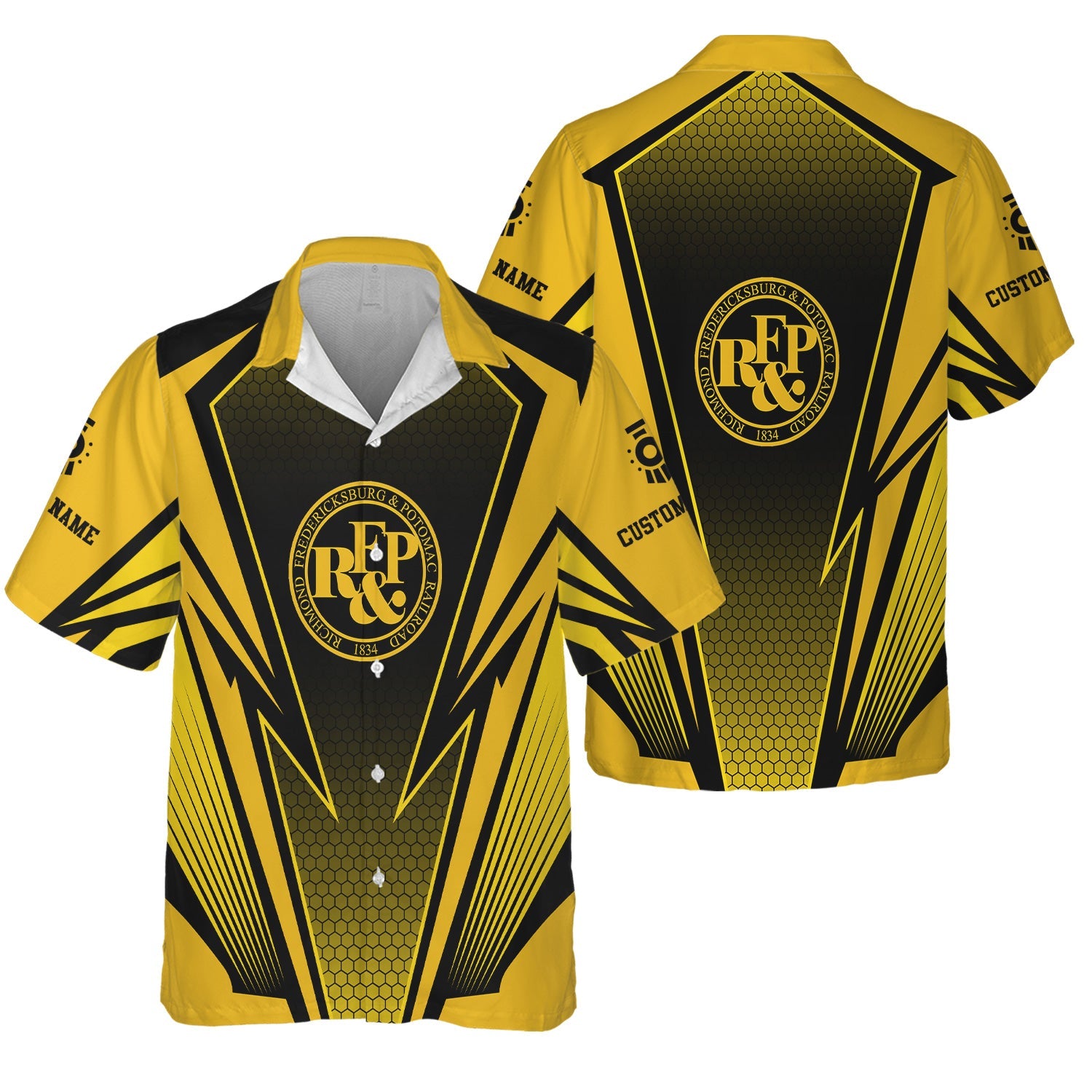 Railspirit Personalized Richmond, Fredericksburg And Potomac Railroad Hawaiian Shirt Lightning Graphic Style Shirt Gift Idea For Train Lover