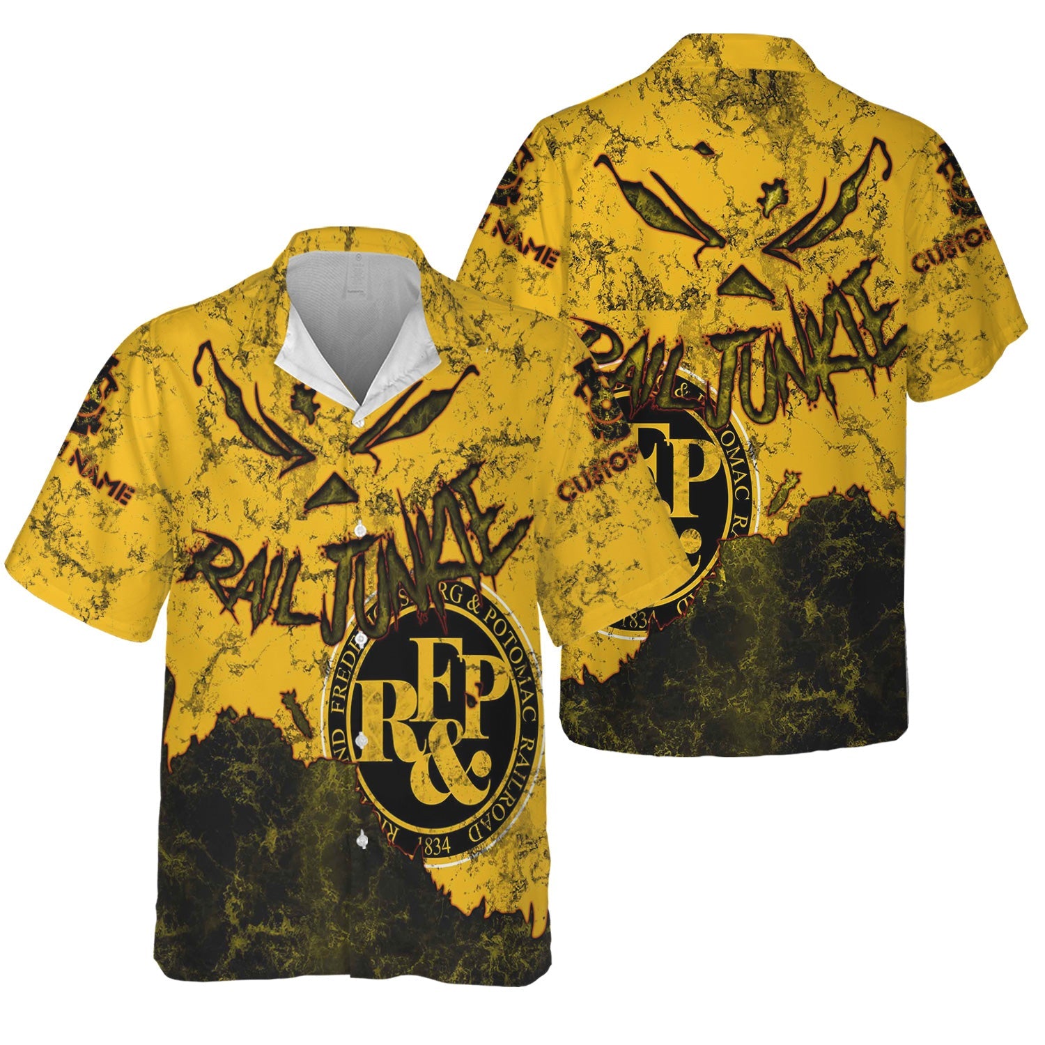 Railspirit Personalized Richmond, Fredericksburg And Potomac Railroad Hawaiian Shirt Torn Graphic Style Train Shirt For Rail Junkie