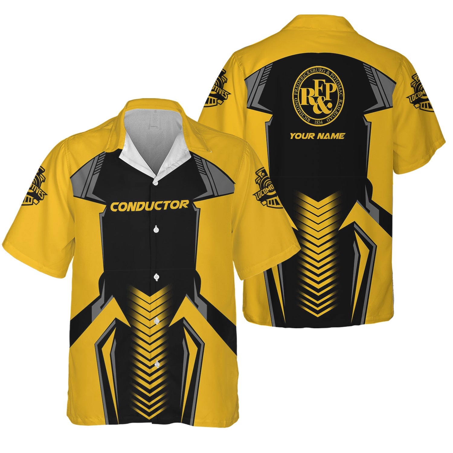 Railspirit Personalized Richmond, Fredericksburg And Potomac Railroad Hawaiian Shirt Standout Style with Custom Position Train Shirt