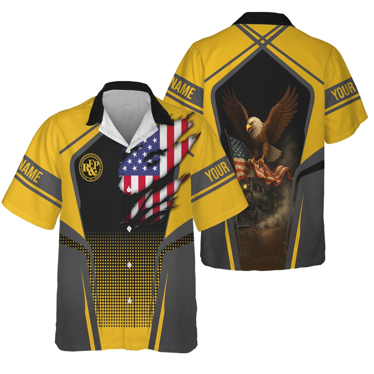 Railspirit Personalized Richmond, Fredericksburg And Potomac Railroad Hawaiian Shirt American Eagle Vintage Train Shirt