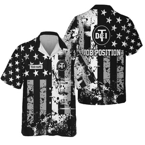 Railspirit Personalized Detroit Toledo And Ironton Railroad Hawaiian Shirt Artistic Paint American Flag Style Train Shirt