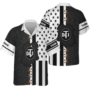 Railspirit Personalized Detroit Toledo And Ironton Railroad Hawaiian Shirt American Flag with Crack Effect Train Shirt