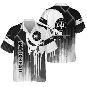 Railspirit Personalized Detroit Toledo And Ironton Railroad Hawaiian Shirt Skull Design with Custom Job Train Shirt for Trackhead Crew