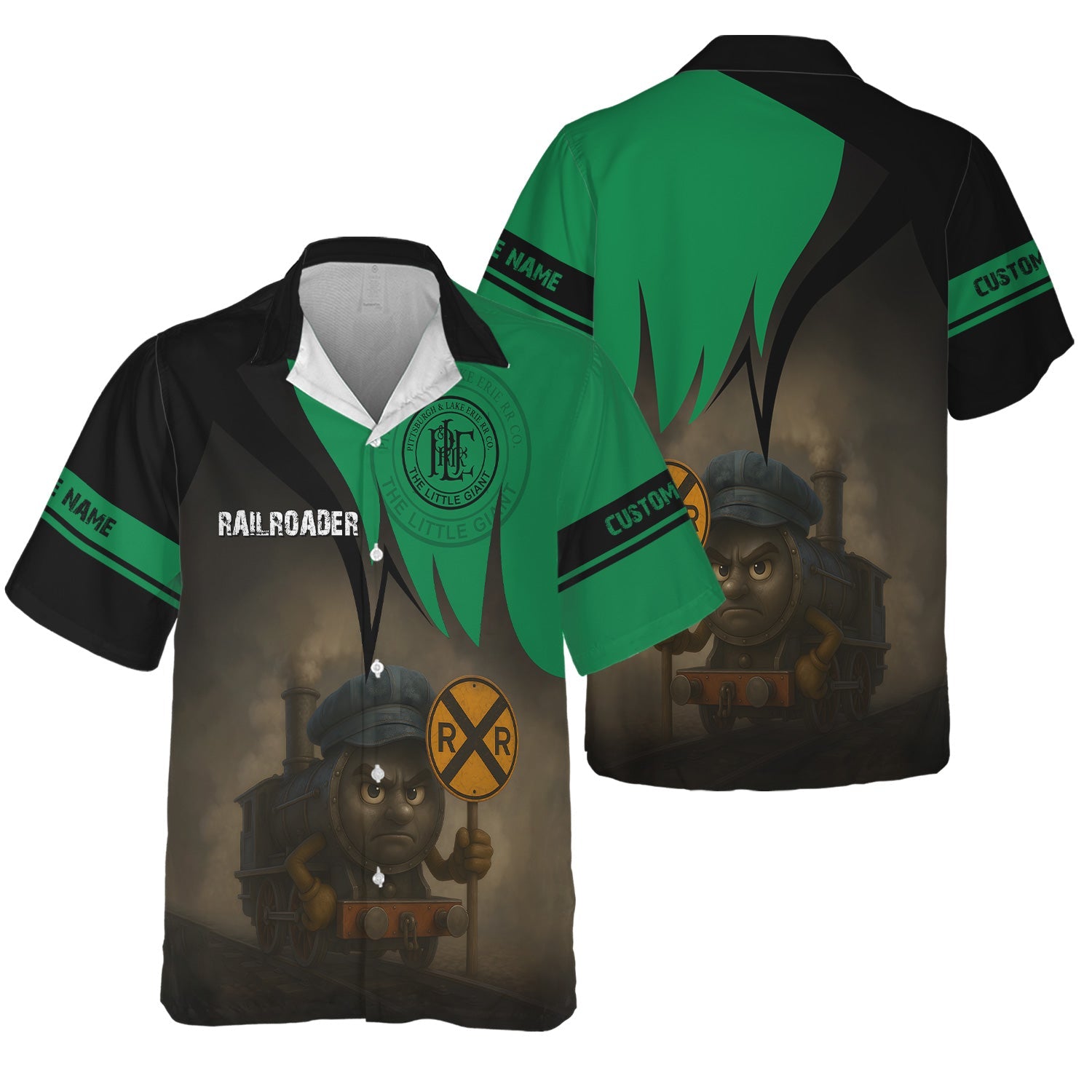 Railspirit Personalized Pittsburgh And Lake Erie Railroad Hawaiian Shirt Angry Train Hawaiian Shirt Gift Idea For Train Lover