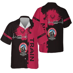 Railspirit Personalized Durango And Silverton Narrow Gauge Railroad Hawaiian Shirt Engine Heartbeat and Track Love Style Shirt