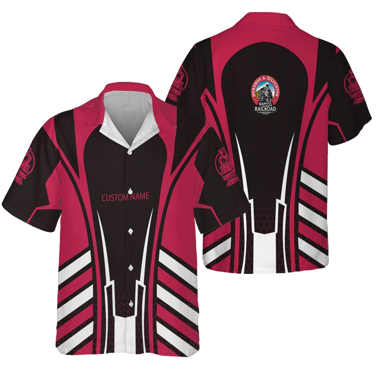 Railspirit Personalized Durango And Silverton Narrow Gauge Railroad Hawaiian Shirt Striped Railroad Style Train Shirt All Over Print