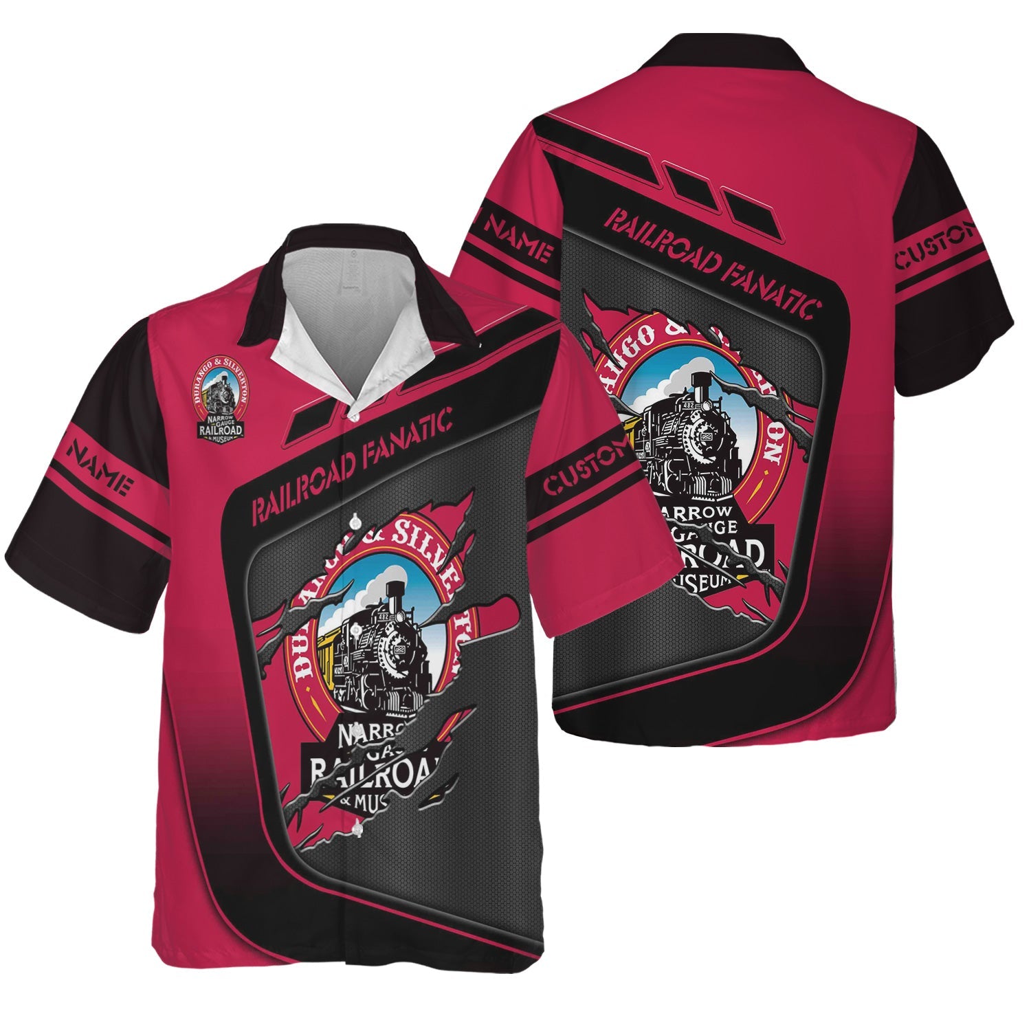 Railspirit Personalized Durango And Silverton Narrow Gauge Railroad Hawaiian Shirt Ripped Texture Style Train Shirt For Railroad Fanatic